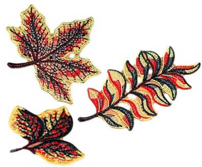Deckchen Herbst Plauener Spitze Blätter 3er Set Untersetzer Tischdeko Bunt
