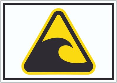 Aufkleber Warnung Tsunami-gefährdeter Bereich Symbol