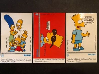 3er Set Philips Aufkleber - The Simpsons 1991 - Vintage Sticker (K)