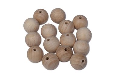 WoodMind | Holzkugeln Buche mit Bohrung | Perlen Holzperlen Holzkugeln mit Loch