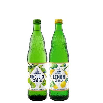 Desmonds 2er Tasting Lemon Squash + Lime Juice Cordial je 0,75L Limettensaft Zi