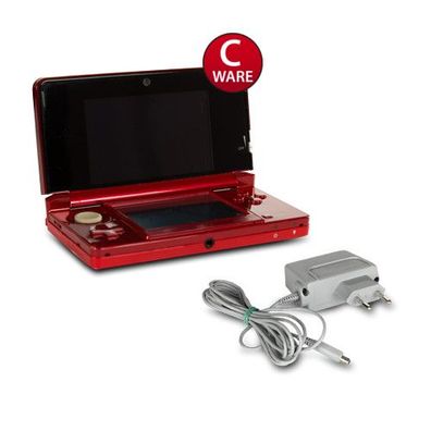 Original Nintendo 3DS Konsole in Metallic ROT / RED #4C + Ladekabel
