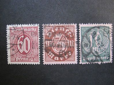 Deutsches Reich Dienstmarken MiNr. 66-68 gestempelt (E 313)