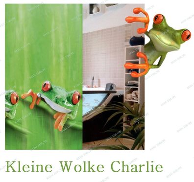 Charlie Maigrün ( Frosch Motiv) Duschvorhang 180 x 200cm. Ökoplast 100% PEVA.