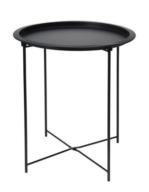 Beistelltisch 51cm x 47 cm - Metall Deko Tisch schwarz - Couch Sofa Tablett klappbar