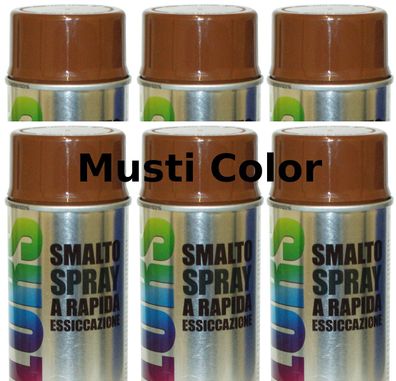 6x400ml Lackspray Spraydose Sprühlack Spraylack Farbspray Nussbraun RAL 8011 Glänzend