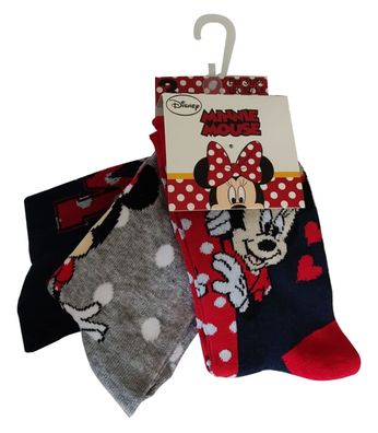 Disney Minnie Mouse Socken 3 Paar Strümpfe Socken für Kinder, Mädchen grau blau