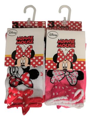 Disney Minnie Maus 6er Set Socken mit Schleifen Weiß/ Rosa für Mädchen (23/26)
