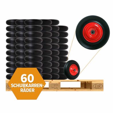 60 St. Fronttool Schubkarrenrad pannensicher, PU Vollgummi-Reifen Ø 400 mm