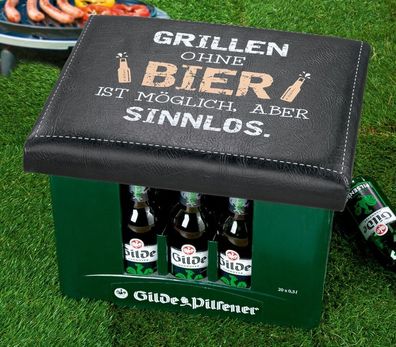 Gilde Bierkasten Sitzkissen "Grillen ohne Bier" 44x34cm Sitzpolster 42984