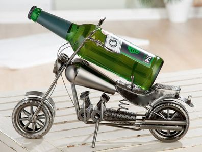 Gilde 65165 Flaschenhalter Motorrad vernickelt 40cm für 0,5L Bier/ Wein-Flaschen