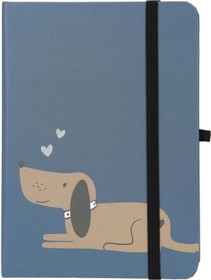 Depesche 11629 022 Notizbuch liniert Hund liegend Herzen blau