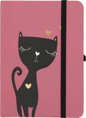 Depesche 11629 021 Notizbuch liniert Katze Miezi schwarz mit Herzen rot