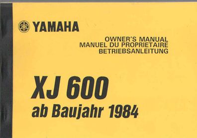 Bedienungsanleitung Yamaha YJ 600, Motorrad, Oldtimer