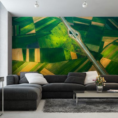 Muralo VLIES Fototapeten Tapeten XXL grüne FELDER Aussicht Vogelperspektive 4621