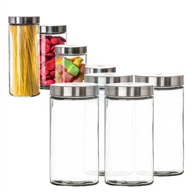Vorratsgläser 4x 1,7 Liter Glas Schraubglas Lebensmittelglas Edelstahldeckel mit