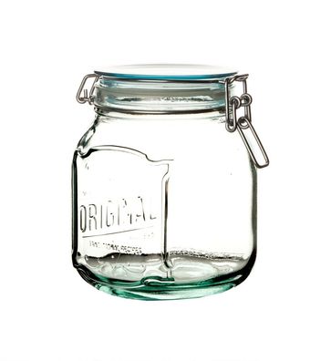 Drahtbügelglas 1,1l groß - 100% recyceltes Glas - 16 x 12 cm - Made in Spain - V