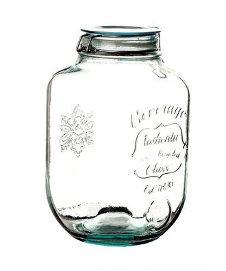 Jumbo Vorratsglas 4l mit Bügelverschluss & Deckel - 100% recyceltes Glas - Keksd