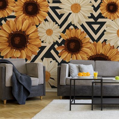 Muralo VLIES Fototapeten Tapeten XXL Optische Gänseblümchen Sonnenblumen 5163