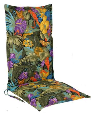 Universal Hochlehner Auflage - Amazonas - Garten Stuhl Polster Kissen bunt Blumen