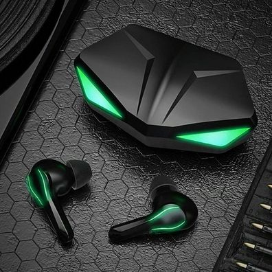 Gaming LED In-Ear Bluetooth Kopfhörer Grün Wireless Ohrhörer von Zime