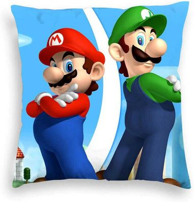 Super Mario Kissenbezug Mario und Luigi 45cm x 45cm Kissen Mario Kart Mario Bros