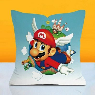 Super Mario Kissenbezug Fliegender Mario 45cm x 45cm Kissen Mario Kart
