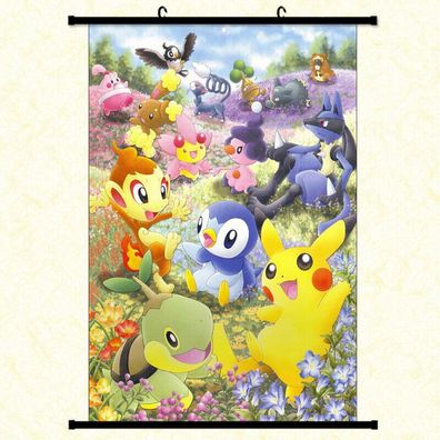 Pokemon Wandscroll / Poster / Rollbild Kunststoff - Motiv: Pikachu + Lucario
