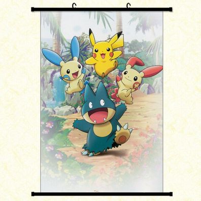 Pokemon Wandscroll / Poster / Rollbild Kunststoff - Motiv: Mampfaxo + Pikachu