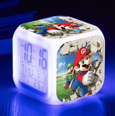 Super Mario & Luigi (Nintendo) Digitaluhr / Wecker - Licht + Temperatur + Datum