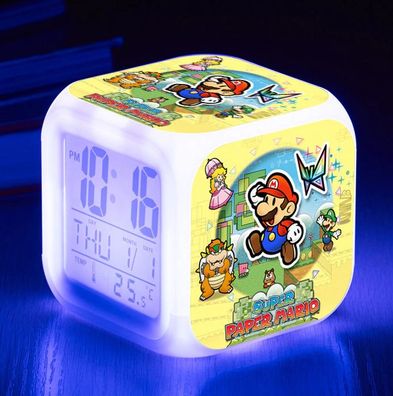 Paper Mario - (Nintendo) Digitaluhr / Wecker - Licht + Temperatur + Datum