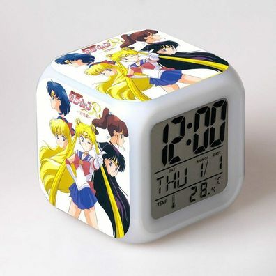 Anime/ Manga - Sailor Moon Team / Digitaluhr/ Wecker - Licht + Temperatur + Datum