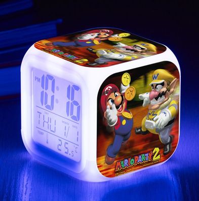 Super Mario Party 2 (Nintendo) Digitaluhr / Wecker - Licht + Temperatur + Datum