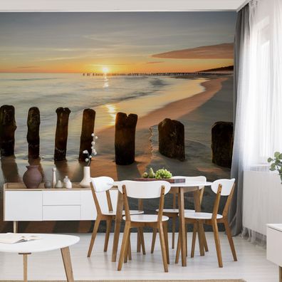 Muralo VLIES Fototapeten Tapeten XXL Sonnenaufgang am Meer Strand 3D 5005
