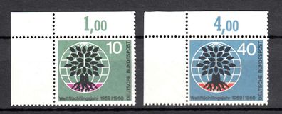 1960 Bund MiNr. 326-27 Ecke 1, Zähnung A, postfrisch