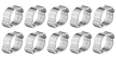 10x Ohrschellen, Zwei-Ohr-Schlauchschelle Schlauch 17-20mm Doppel-Ohr-Klemme