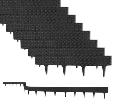 9,6 m Rasenkante mit 12 Elemente á 80 cm Biegbarer Kunststoff in Rattan-Design B