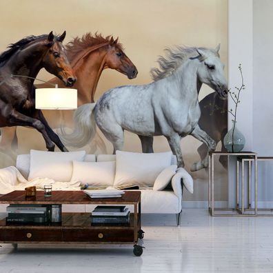 Muralo VLIES Fototapeten Tapeten XXL Galoppierende Pferde Tiere 3D 5142