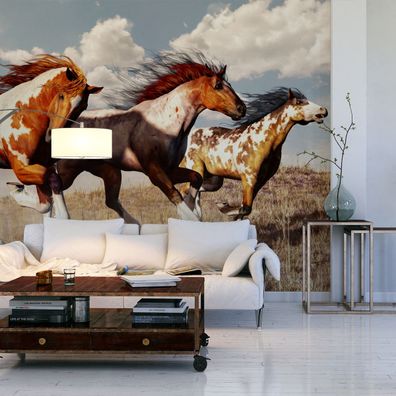 Muralo VLIES Fototapeten Tapeten XXL Wild West Pferde im Galopp 3D 5145