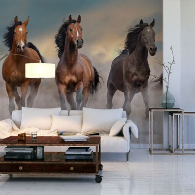 Muralo VLIES Fototapeten Tapeten XXL Galoppierende Pferde Natur 3D Muster 5146