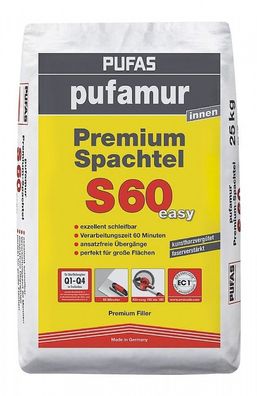 Pufas pufamur Premium-Spachtel S60 easy 25 kg weiß