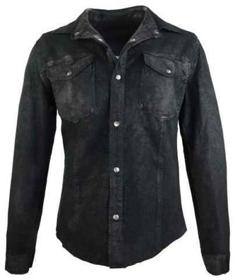 Lederhemd Ricano Reverse Shirt schwarz