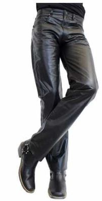 Ricano 501 Büffelnappa Schwarz Lederhose Herren Echtleder 5-Pocket Biker Lederjeans