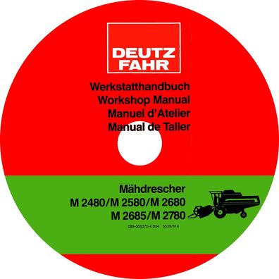 Werkstatthandbuch Deutz Fahr Mähdrescher M24800 M2580 M2680 M2685 M2780
