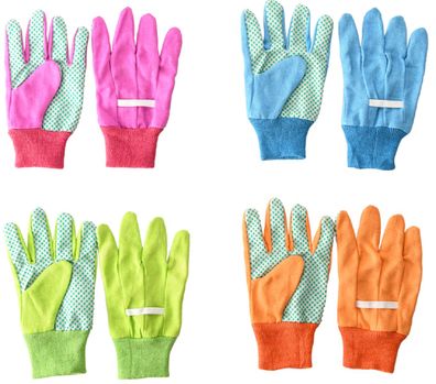 1 Paar Kinder Handschuhe Garten pink blau grün orange Baumwolle Stoff -sortiert-