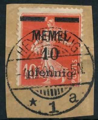 MEMEL 1920 Nr 19y zentrisch gestempelt Briefstück X447712