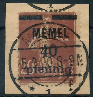 MEMEL 1920 Nr 22b gestempelt Briefstück X447766