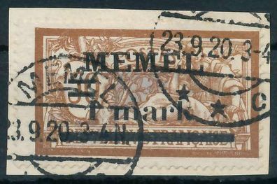 MEMEL 1920 Nr 26y gestempelt Briefstück X4477BE