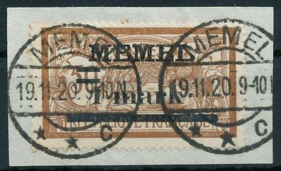 MEMEL 1920 Nr 26y zentrisch gestempelt Briefstück X4477C6