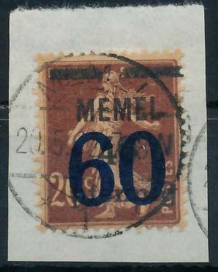 MEMEL 1921 Nr 35 zentrisch gestempelt Briefstück X4479E6